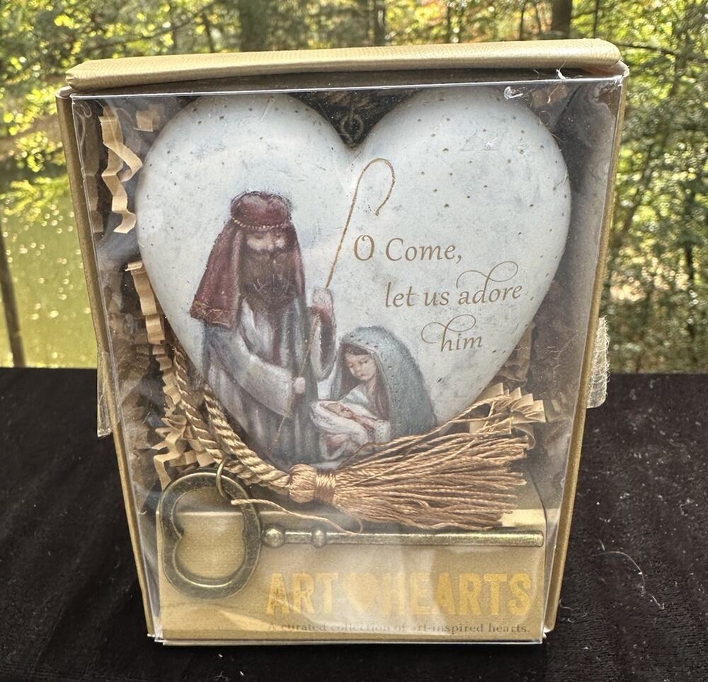 Demdaco Nativity Art Heart “oh Come Let Us Adore Him” MIB -S64